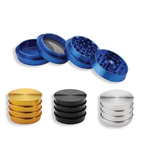 Aluminium Tobacco 4pc Ridged Grinder Assorted